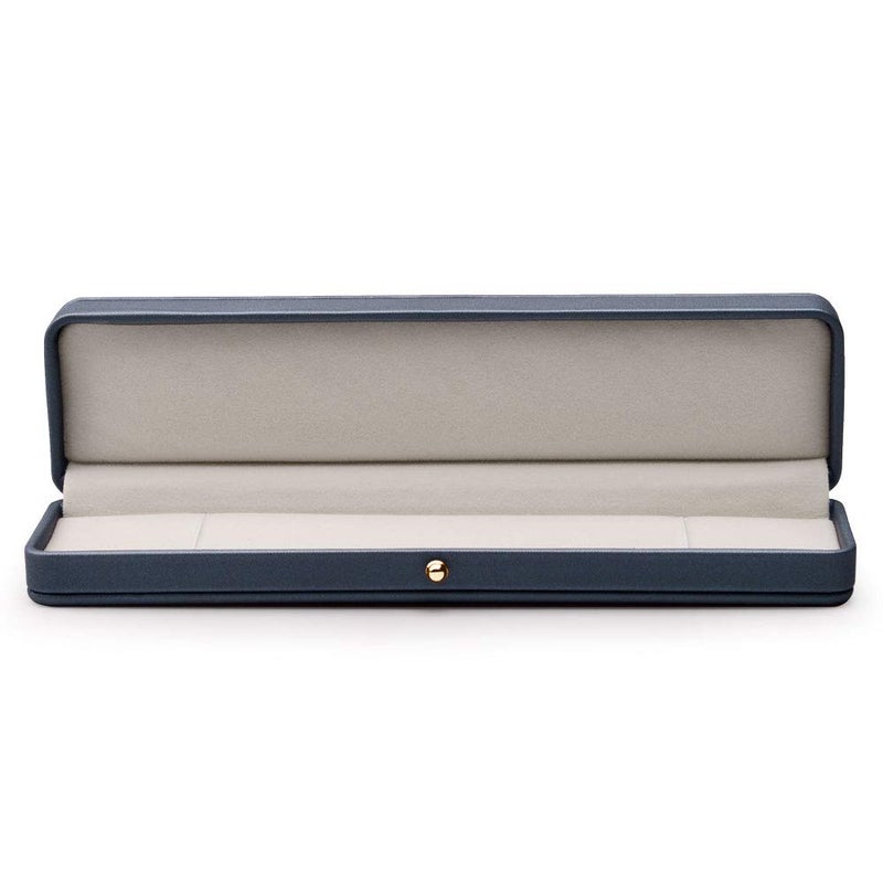 Oirlv Steel-blue Leather Bracelet Necklace Storage Box Velvet Interior Gift Case for Chain Jewelry Showcase Necklace Holder - Image 4